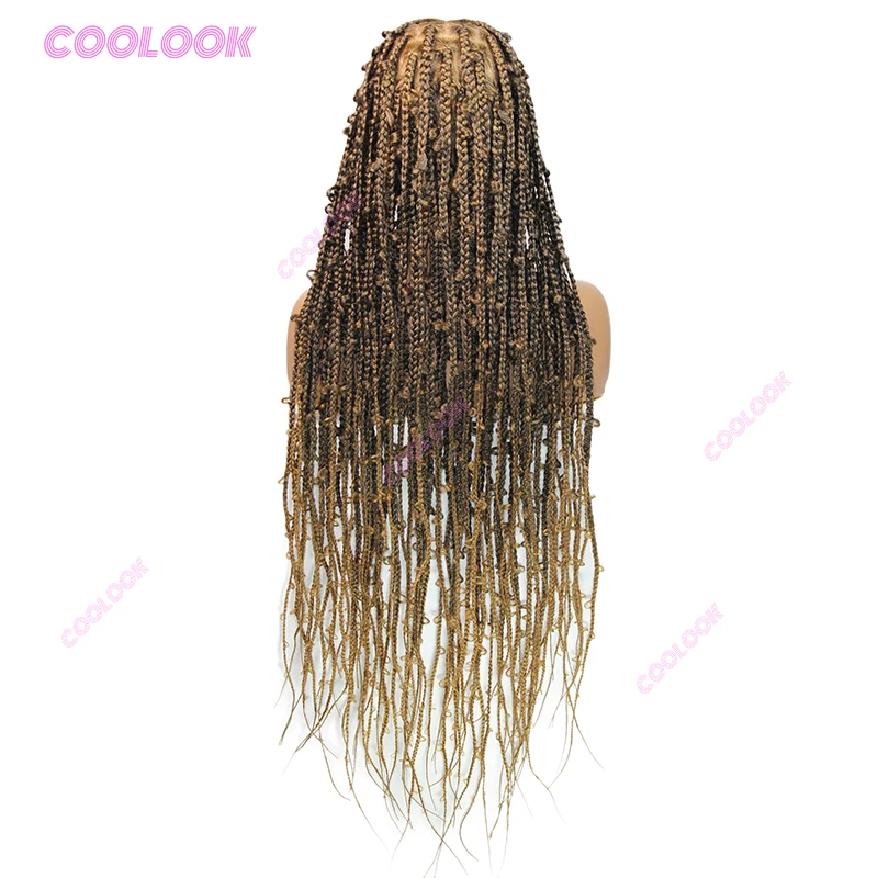 36" Long 1B27 Butterfly Braids Lace Wigs Synthetic Braided Wigs For Black Women Full Lace Knotless Box Braid Wig Dreadlock Wig