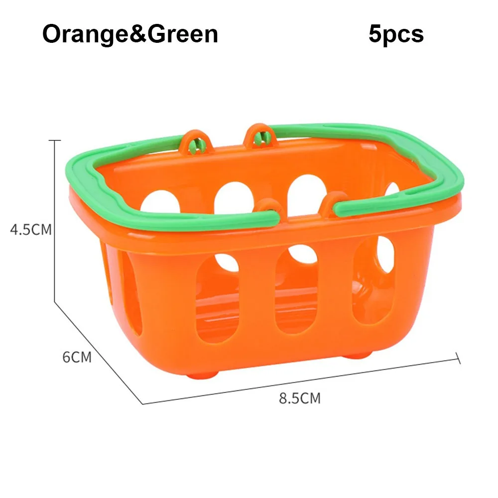 Mini panier de courses Miniature pour maison de poupée, 5 pièces, panier multicolore en plastique, jouets pour enfants, modèle de panier à main