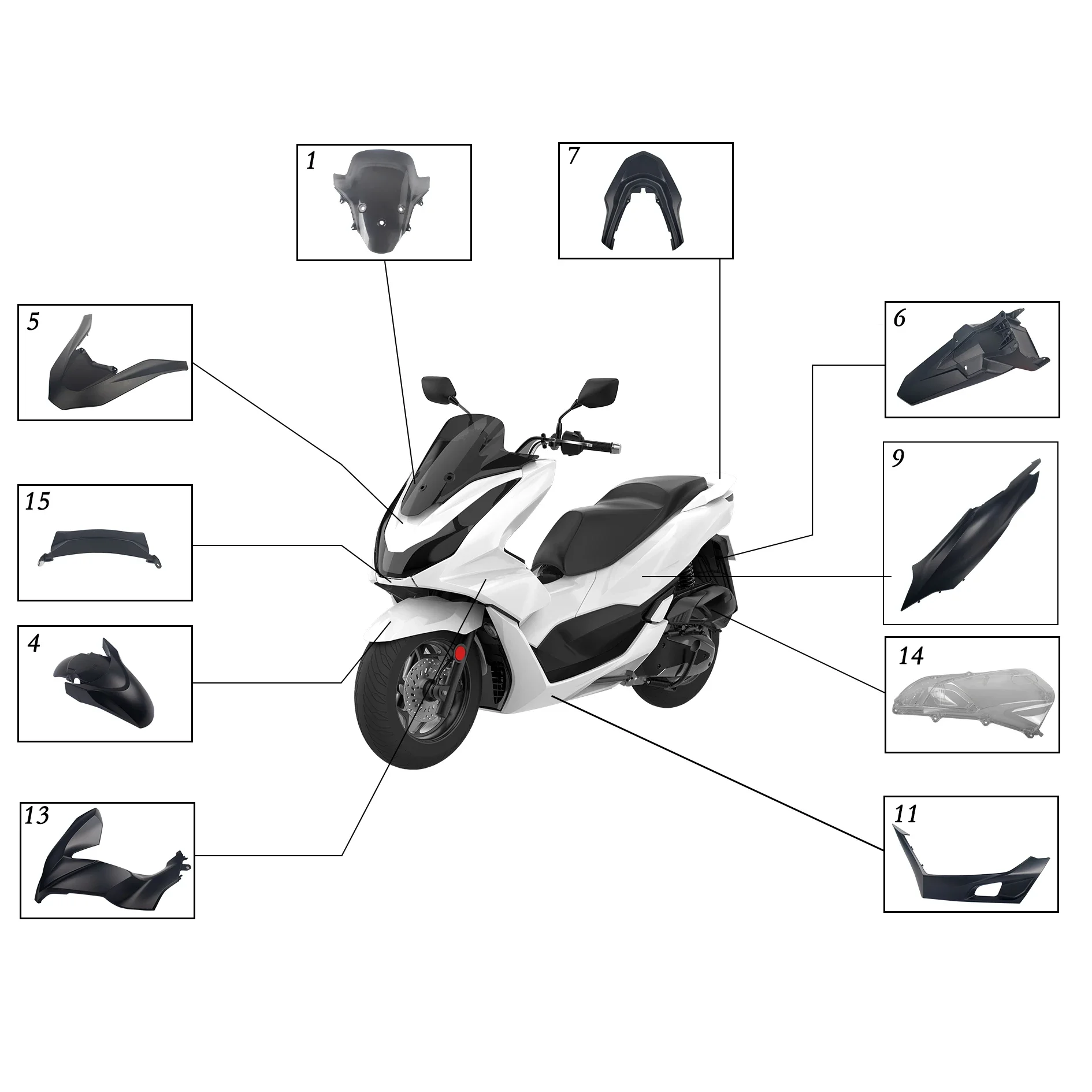 Motorcycle Parts Carbon Fiber Fairing Kit Plastic Body Parts For Honda 2021 PCX160 2018 PCX155