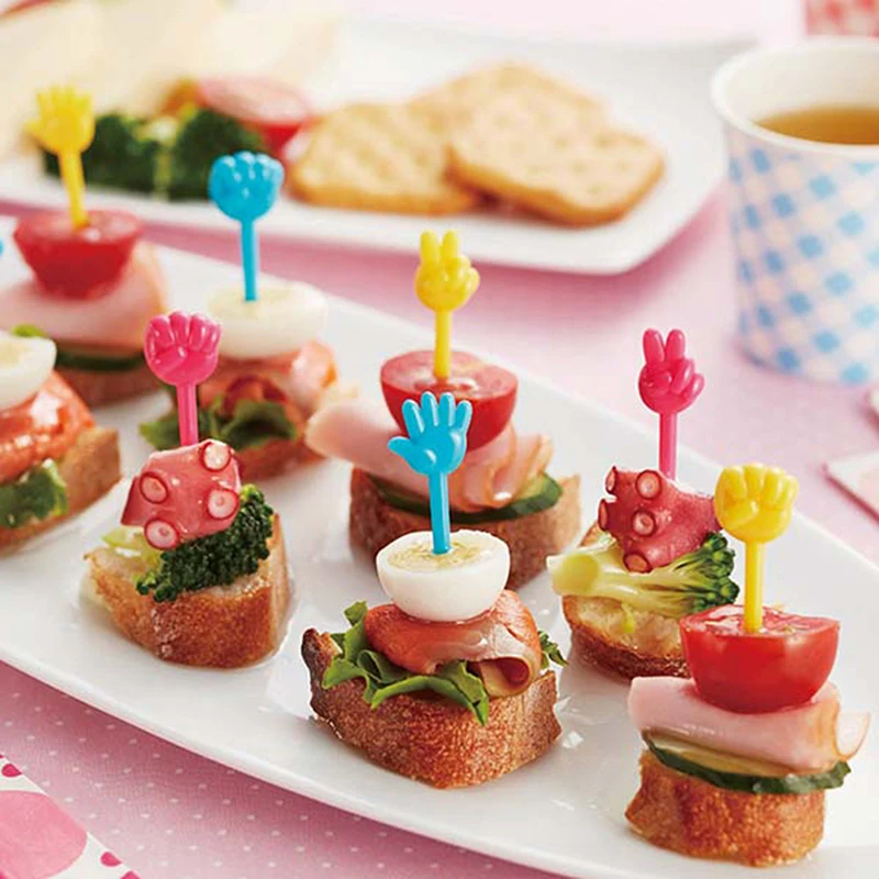 12pcs Fruit Fork Mini Cartoon Kids Cake Food Grade Plastic Fruit Toothpick Bento Lunch Bento Accessories Party Decor
