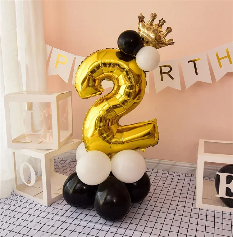 16 Stück 32 Zoll Zahlenfoliensäule Chrom Gold Schwarz Luftballons Geburtstag Party Dekorationen Kinder Junge Mädchen 1 2 3 4 5 6 7 8 9 Jahre alt – Detail 4