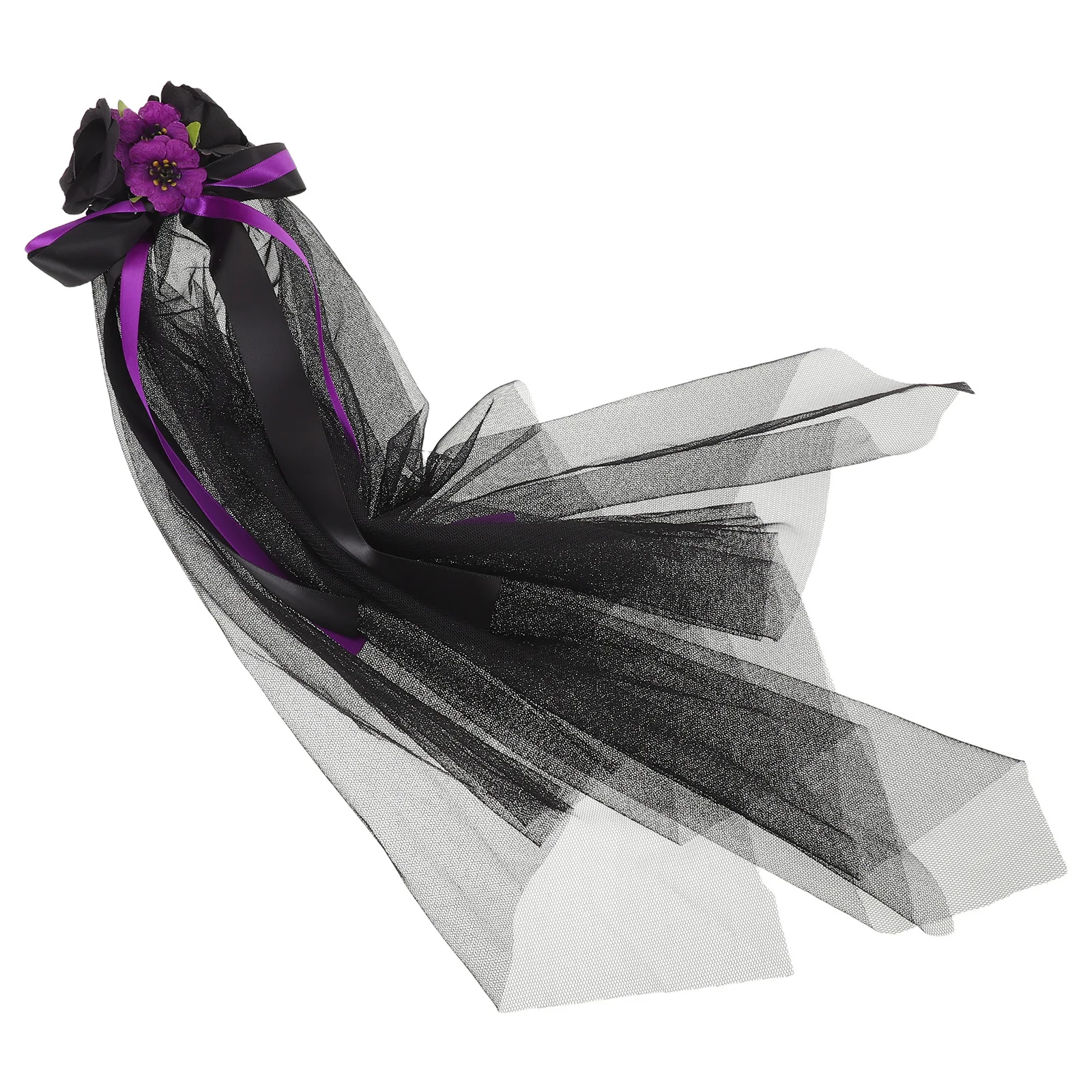 

Dark Witch Hair Accessory Gothic Black Bow Hairpiece For Halloween Day Of The Dead Costume Cosplay Masquerade Carnival Veil