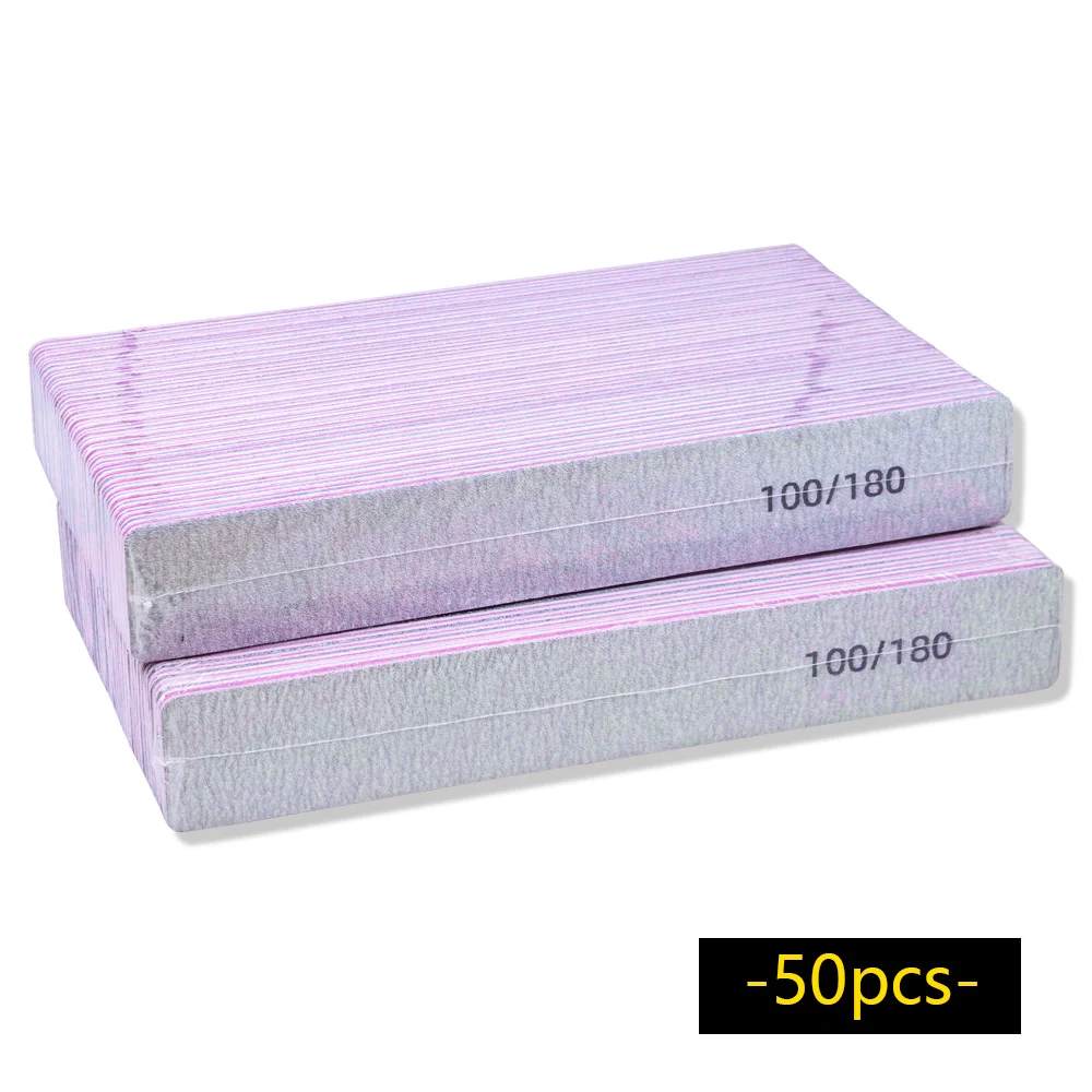 50 stücke Nagel Dateien 100/180 Grit Nagel Dateien Doppel Seite Schleifpapier Nagel Schleifen Schleifen Gel Nagellack Nagel Liefert maniküre Werkzeug