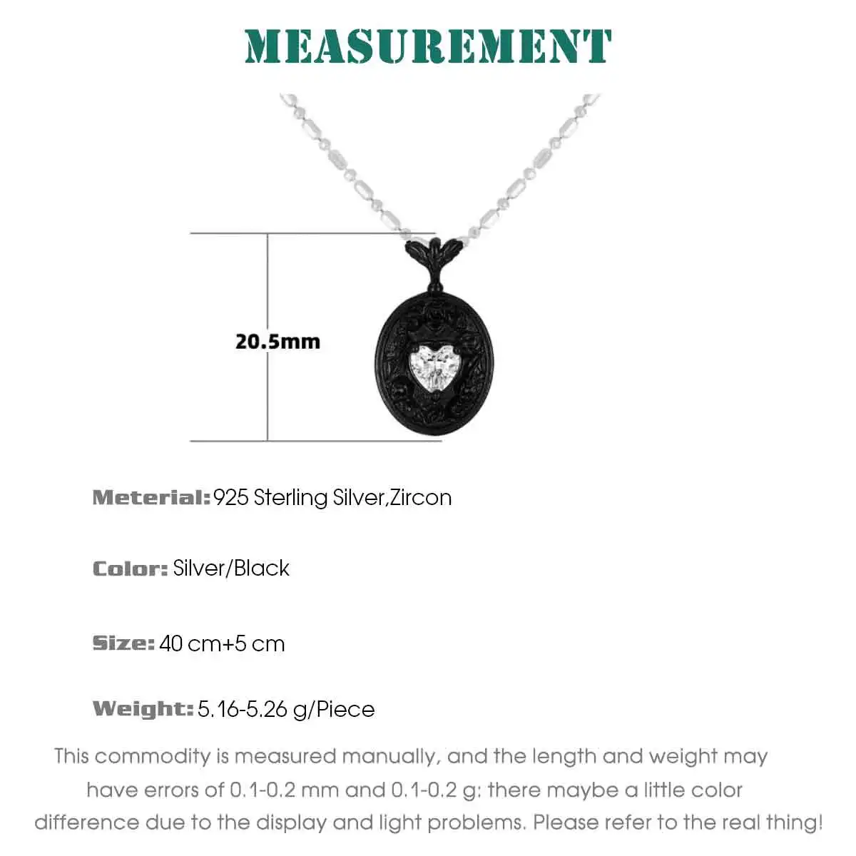 F.I.N.S Original Vintage Embossed Rose S925 Sterling Silver Oval Necklace for Women Geometric Heart-Shaped Zircon Pendants Gift