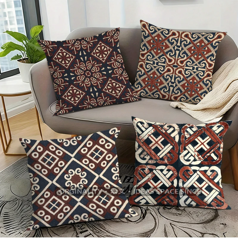 Boho Tribal Pattern Pillow Covers Pattern Cushion Cover Suitable for Sofa Bedroom Car Pillow Cover