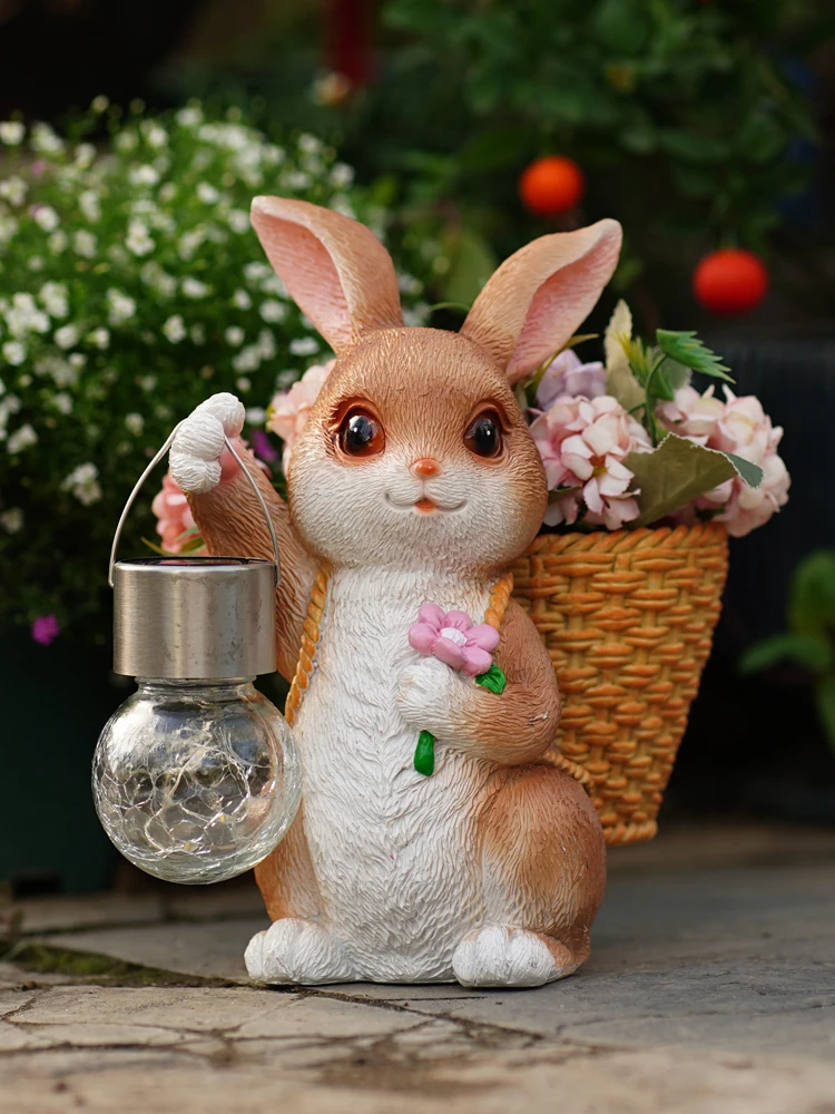 

Adorable Rabbit Solar Garden Lacape Light Flower Pot Outdoor Courard Decoration Ornaments Succulent Planting Creative An...