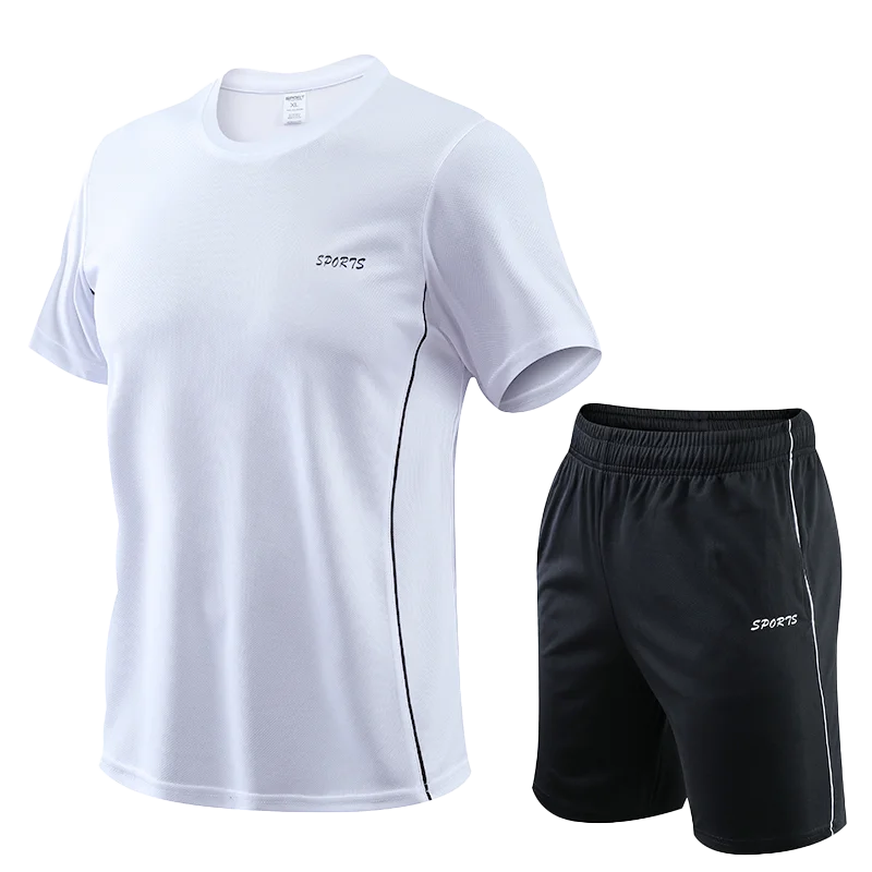 ใ M-5XL ใ Summer quick drying loose fit oversized men\'s and women\'s sportswear breathable short sleeved T-shirt shorts two-piece