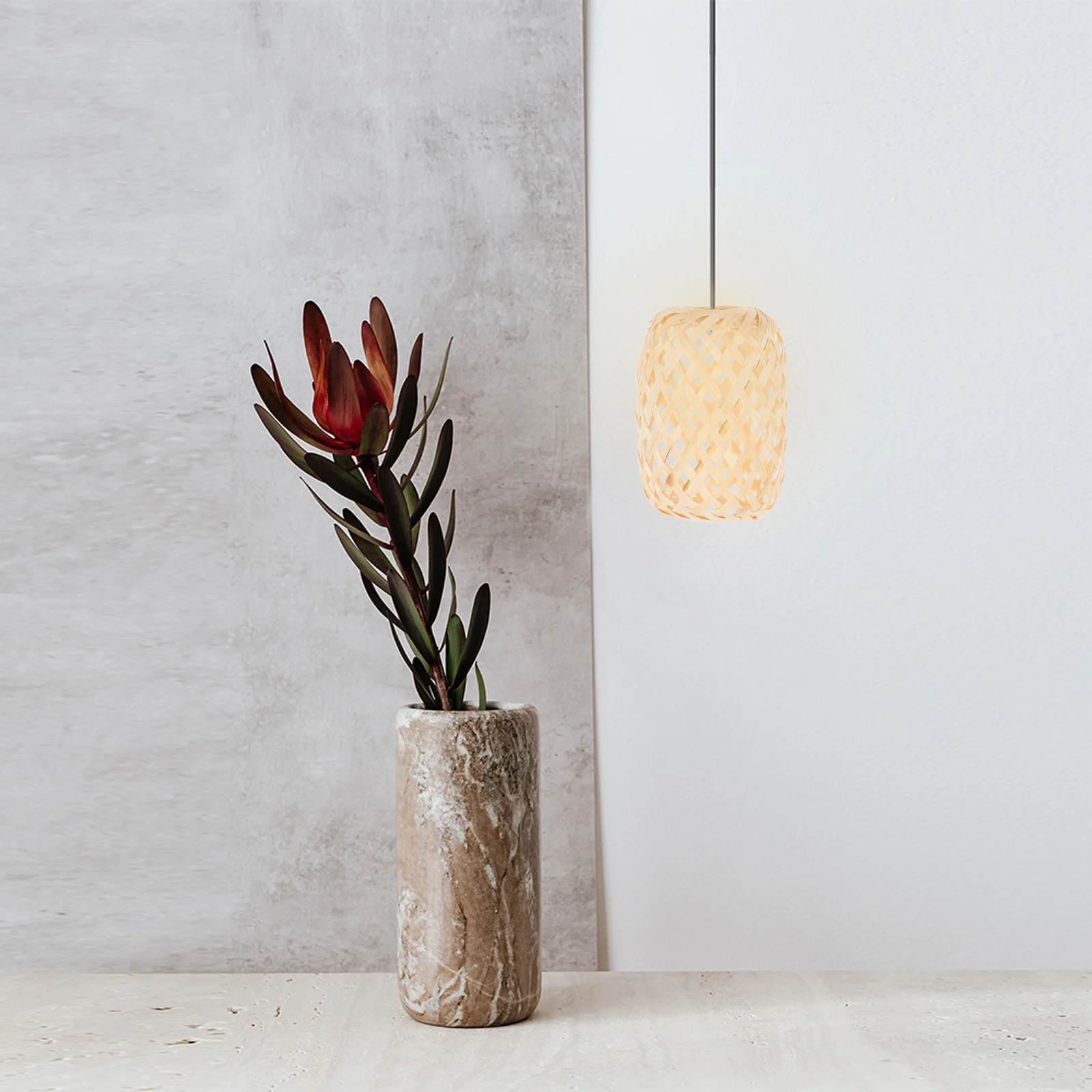 

4Pcs Handmade Woven Lantern Shade Small Cage Style Bamboo Light Diffuser for Bedroom Dining Room Ambient Lighting