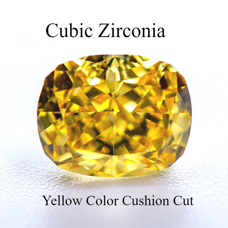 

Cubic Zirconia Yellow Color Cushion Shape Synthetic Gemstone Crushed Ice Cut Lab CZ Stones for DIY Jewelry Making Materials