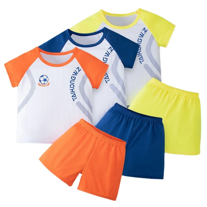 2Pcs Kids Printed Outfit Boy Fashion Short Sleeve T-shirt Short Set Children Casual Sports Running Daily Wear Athletic Tracksuit