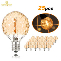 25Pcs G40 Decorative LED Light Bulbs Diamond Shaped Vintage E12 220V Dimmable Low Wattage 1W Replacement Bulbs For String Light