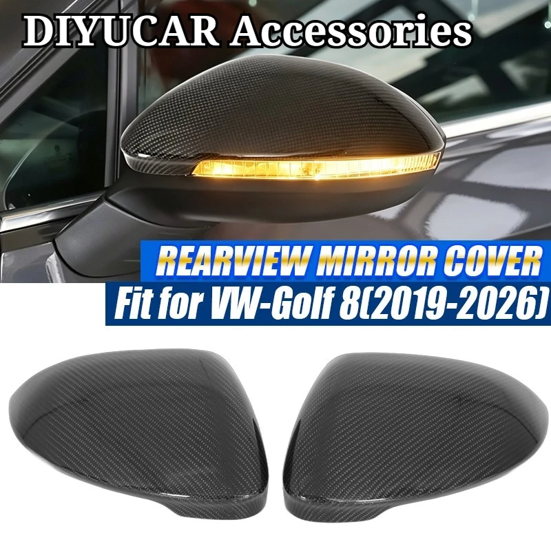 For Volkswagen Golf Mk8 Gti R20 2020-2026 Real Carbon Fiber Car Rearview Mirror Cover Trim Exterior Car Accessories
