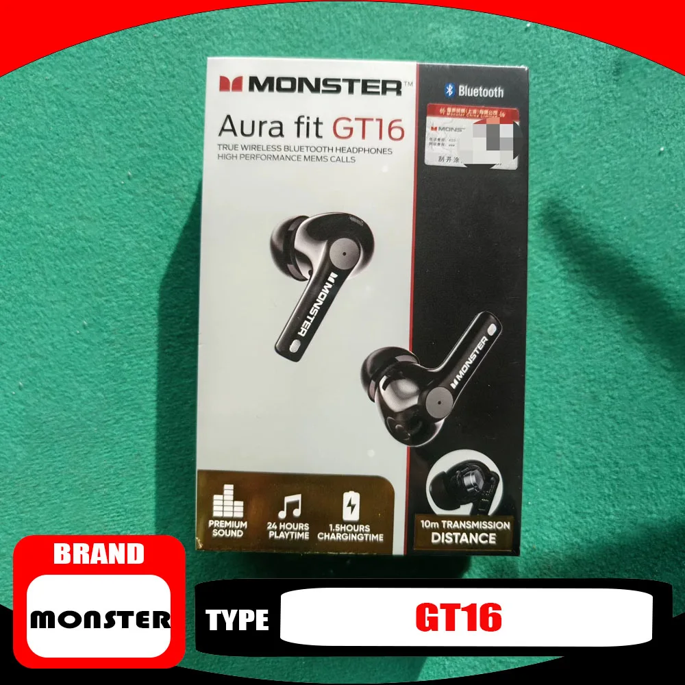 Monster GT16 Wireless Bluetooth5.4 Earphones TWS HIFI Sound Headphones Sports Smart Headset Noise Cancellation Earbuds Unique