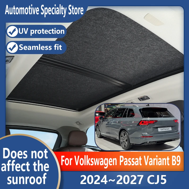 

For Volkswagen Passat Varian B9 2024~2027 26 Sunroof Insulation Roof Visor Electrostatic Adsorption Suede Fabric Sun Protection