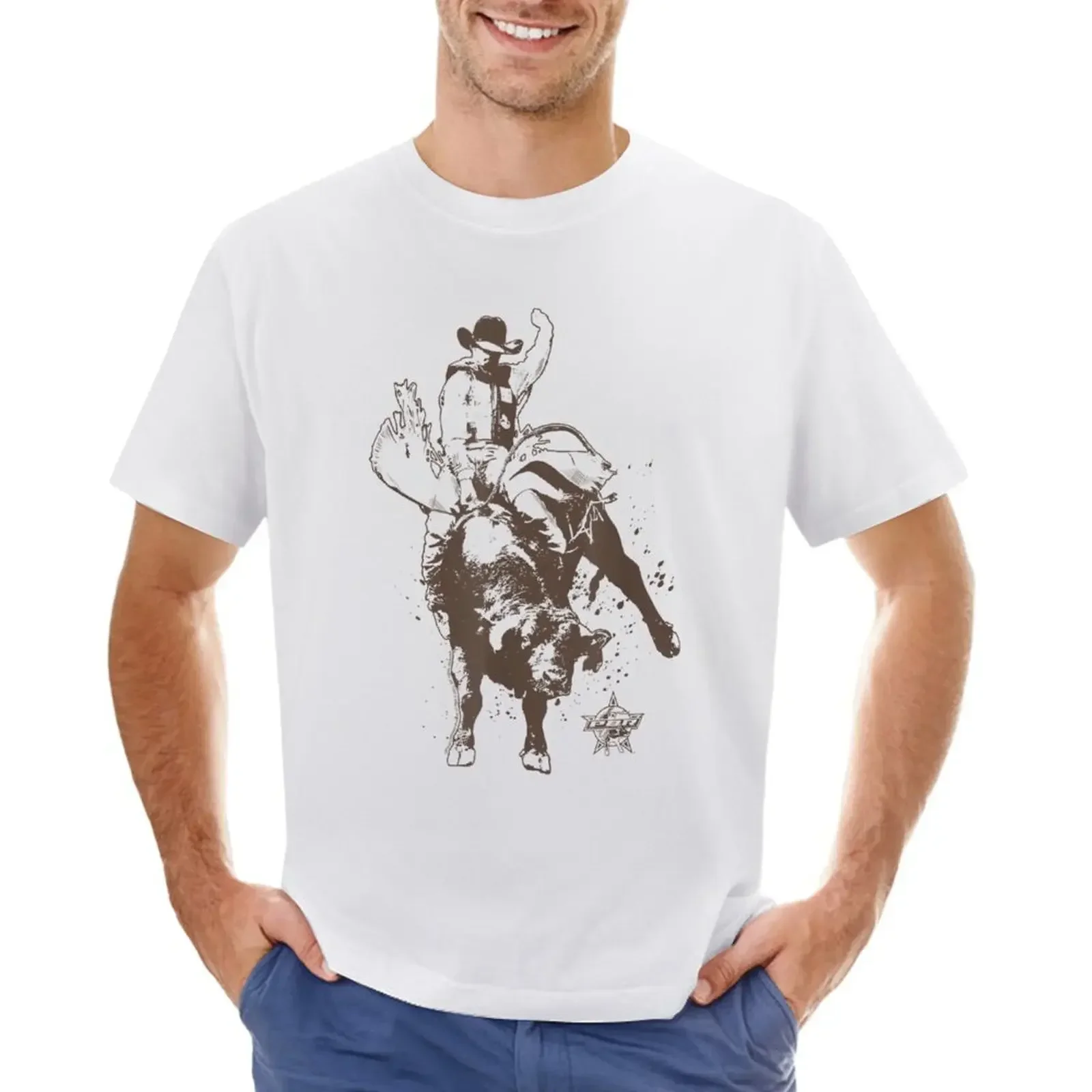 heavyweights tees korean fashion cute tops Men's clothing 2024 Professional Bull Riders Cowboy Majestic Riding PBR Logo T-shirts