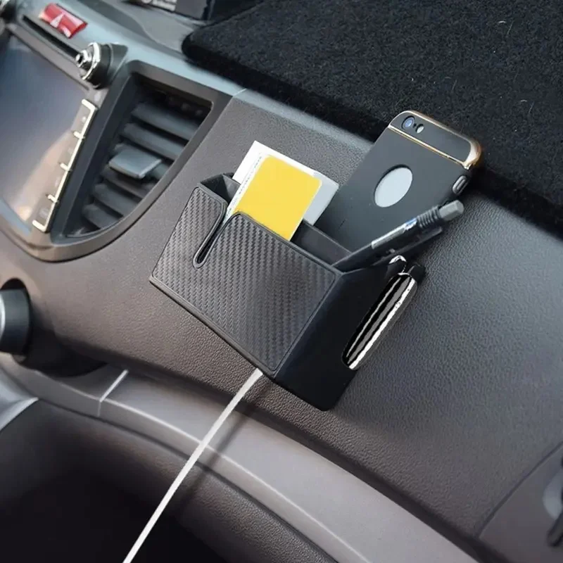 Car Dashboard Organizer Bag PVC Hanging Storage Box with Strong Adhesive Mount for Mobile Phone Keys Wallet and Small Items in V