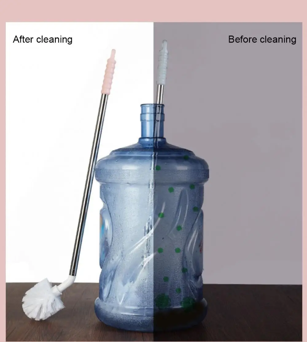 Bottle Clean Brush Stainless Steel Rod Bucket Washing Brush Water Dispenser Mineral Water Bucket Cleaning Brush Household Tools