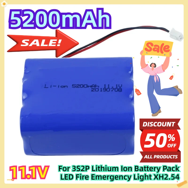 

For 11.1V 3S2P Lithium Ion Battery Pack LED Fire Emergency Light XH2.54