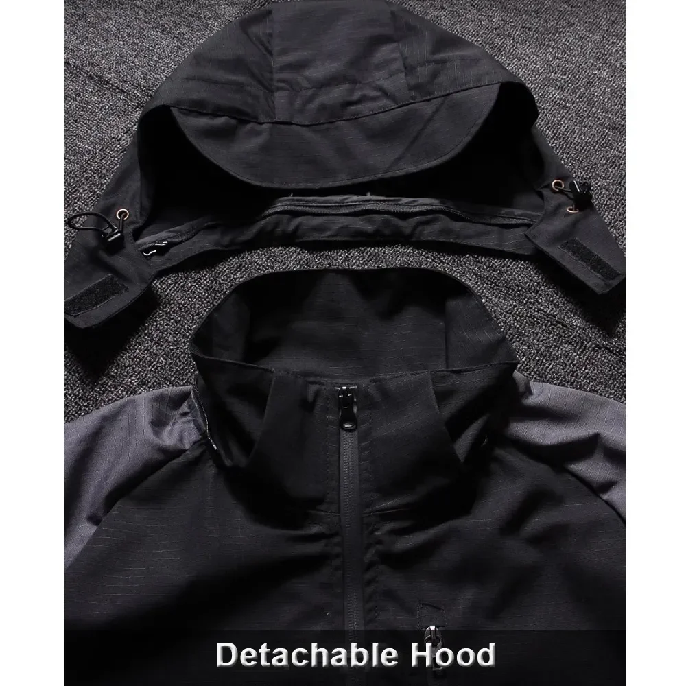 Waterproof Tactical Sets Men Autumn Multi-pocket Bomber Jackets+Wear-resistant Cargo Pant 2 Pcs Suits Military Hooded Combat Set