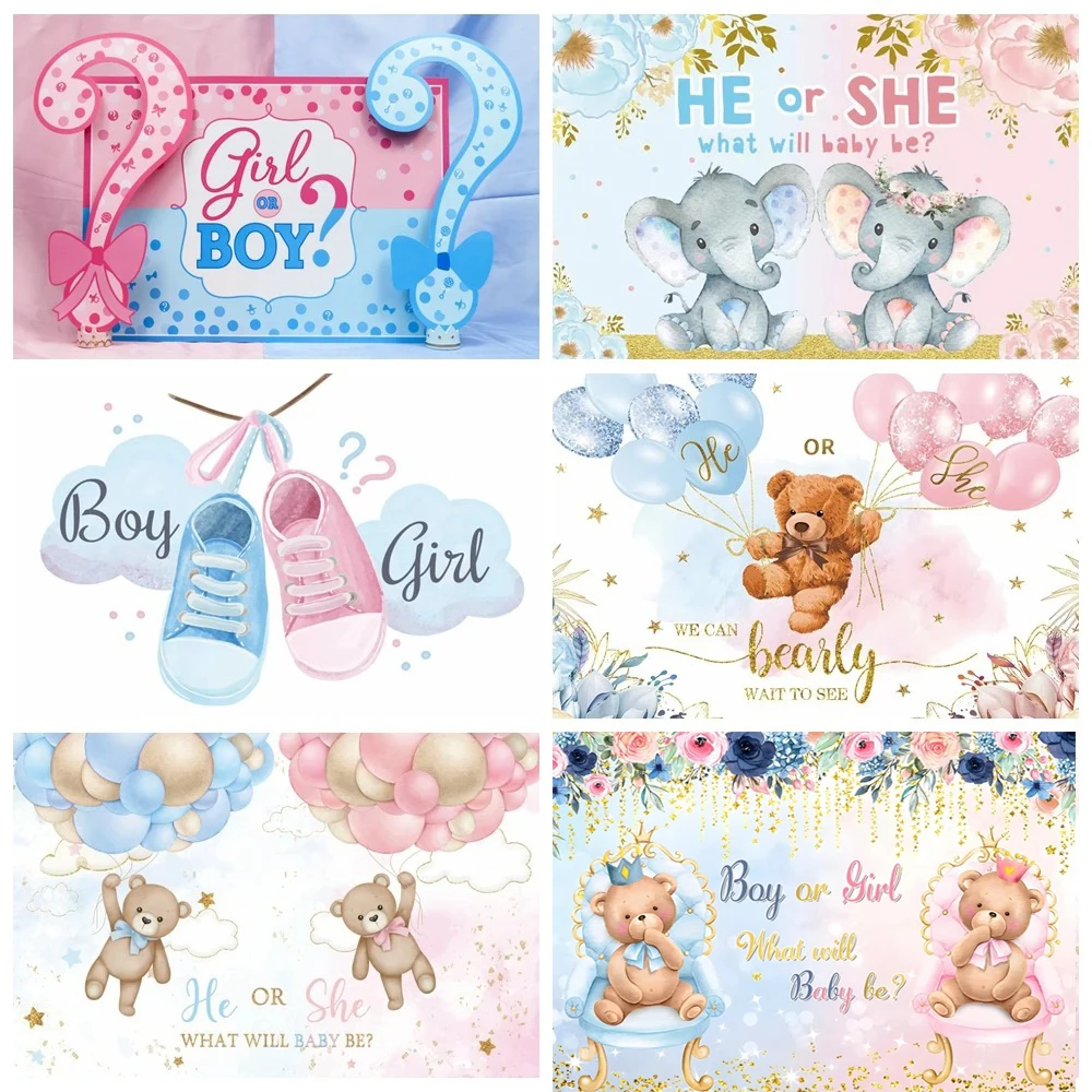 Gender Reveal Birthday Party Boy Or Girl Photocall Backdrop Baby Shower Photography Background Banner Decor Photo Studio Custom