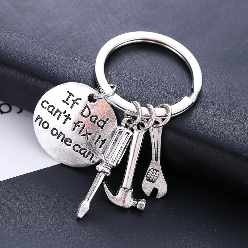 1Pc  Mini Hammer Keyring Hand Tools Keychain Daddy Gift for Dad Fathers Day Hand Tools Bag Pendant Funny Metal Key Ring