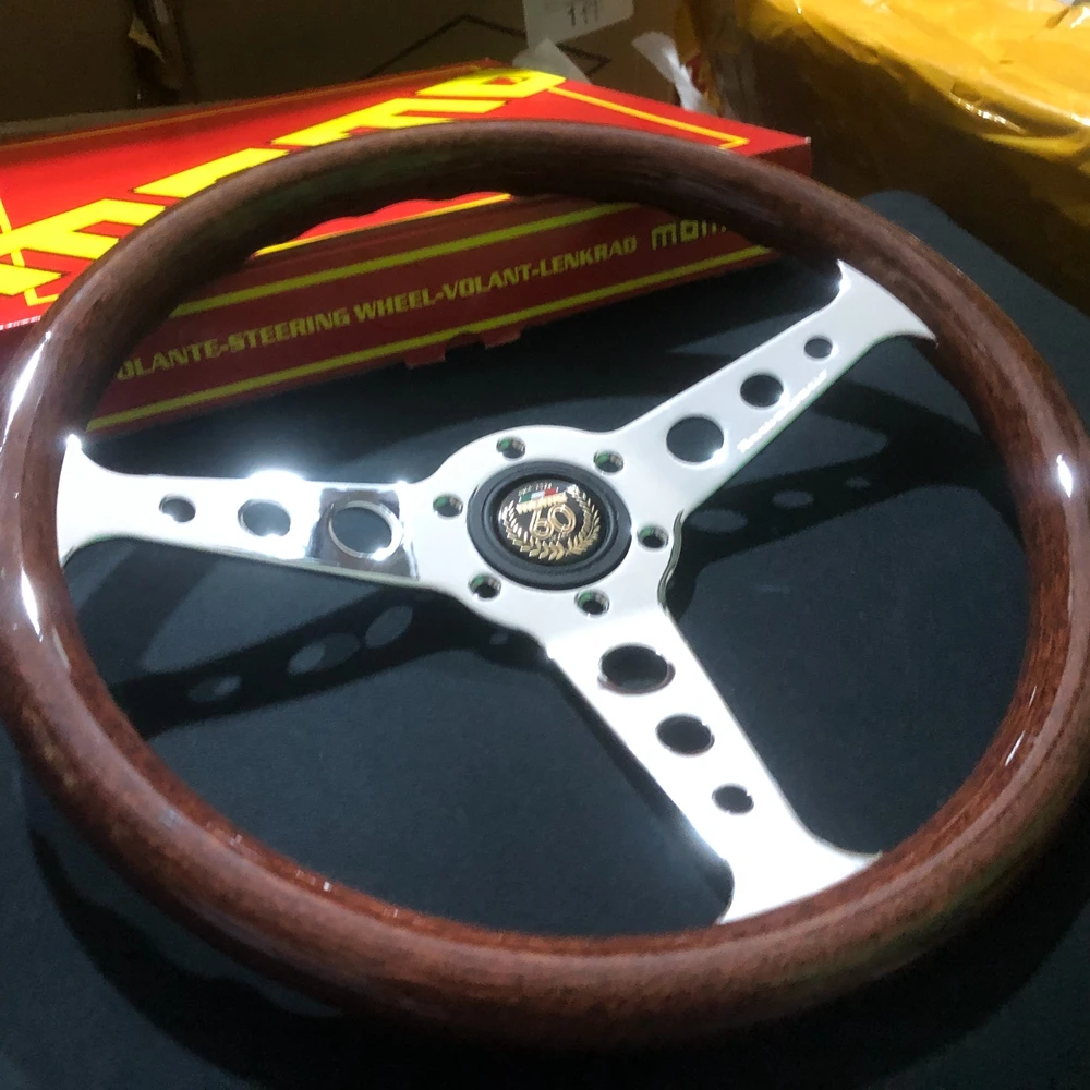 

Classic 14Inch JDM Racing MOMO 60th Anniversary Wood Steering Wheel JDM Rally Drift ABS Wood MOMO Steering Wheel Volantes