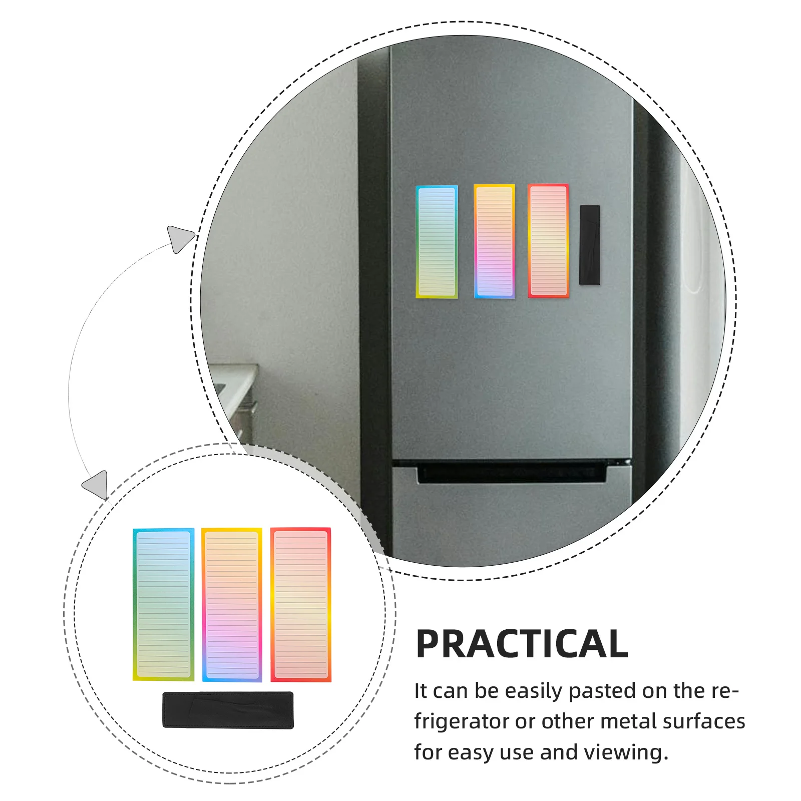 مجموعة واحدة من وسادة الملاحظات المغناطيسية للثلاجة تتضمن حامل أقلام، منطقة كتابة كبيرة، بقالة تبقى مسطحة على باب الثلاجة