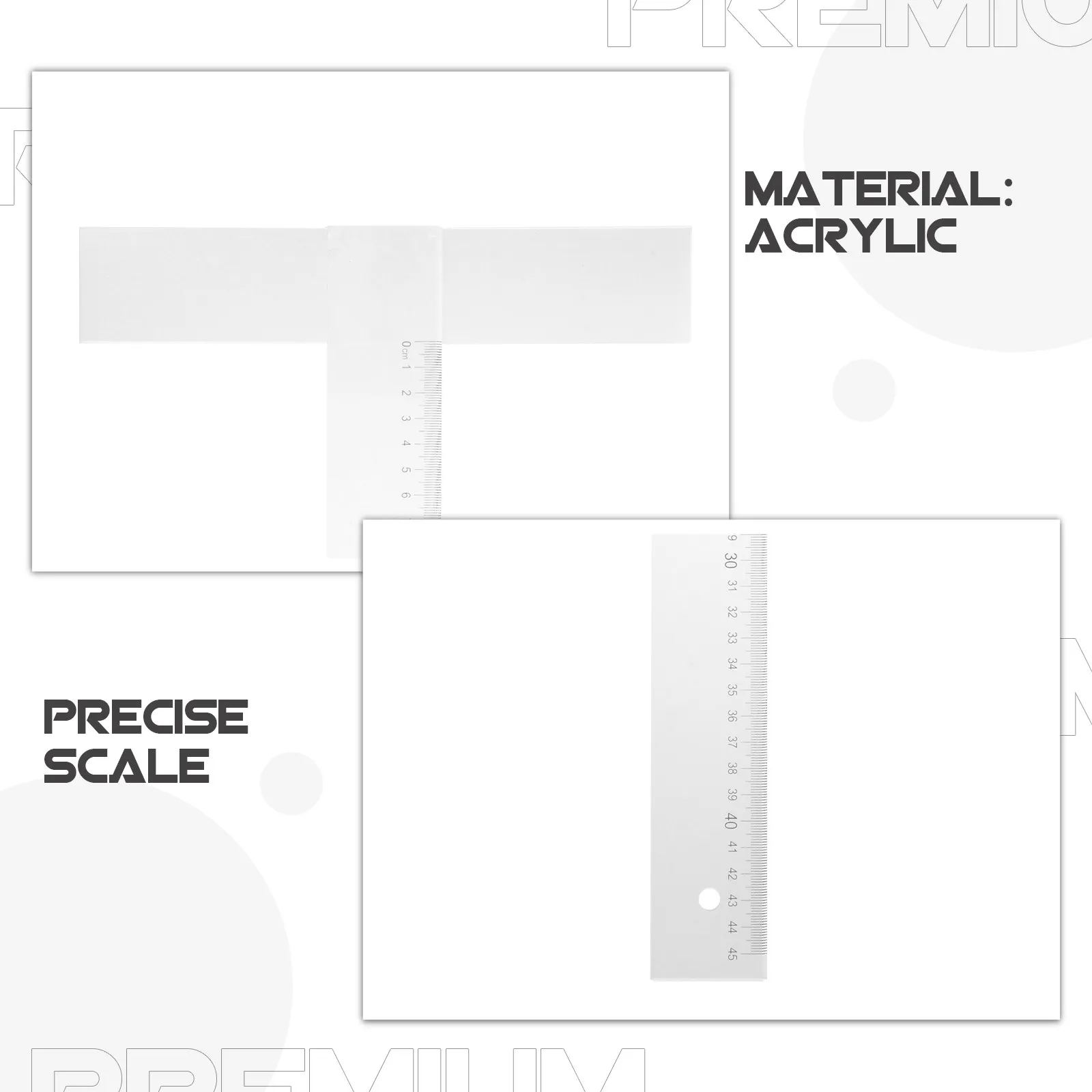 Ruler 18 Inch High Hardness Portable Drafting Tool Accurate Carpenter Woodworking Measuring Guide T 18 Inch