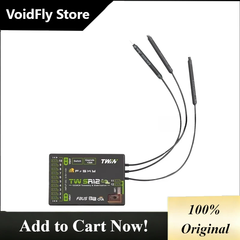 VoidFly Frsky TW SR12 Dual 2.4GHz Band Receiver 12-Channel Xt30 for Dr-ones Accessories