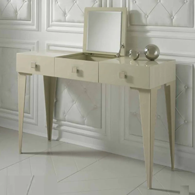 

Postmodern dressing bedroom solid wood makeup beige mirror jewelry cabinet model room dressing table