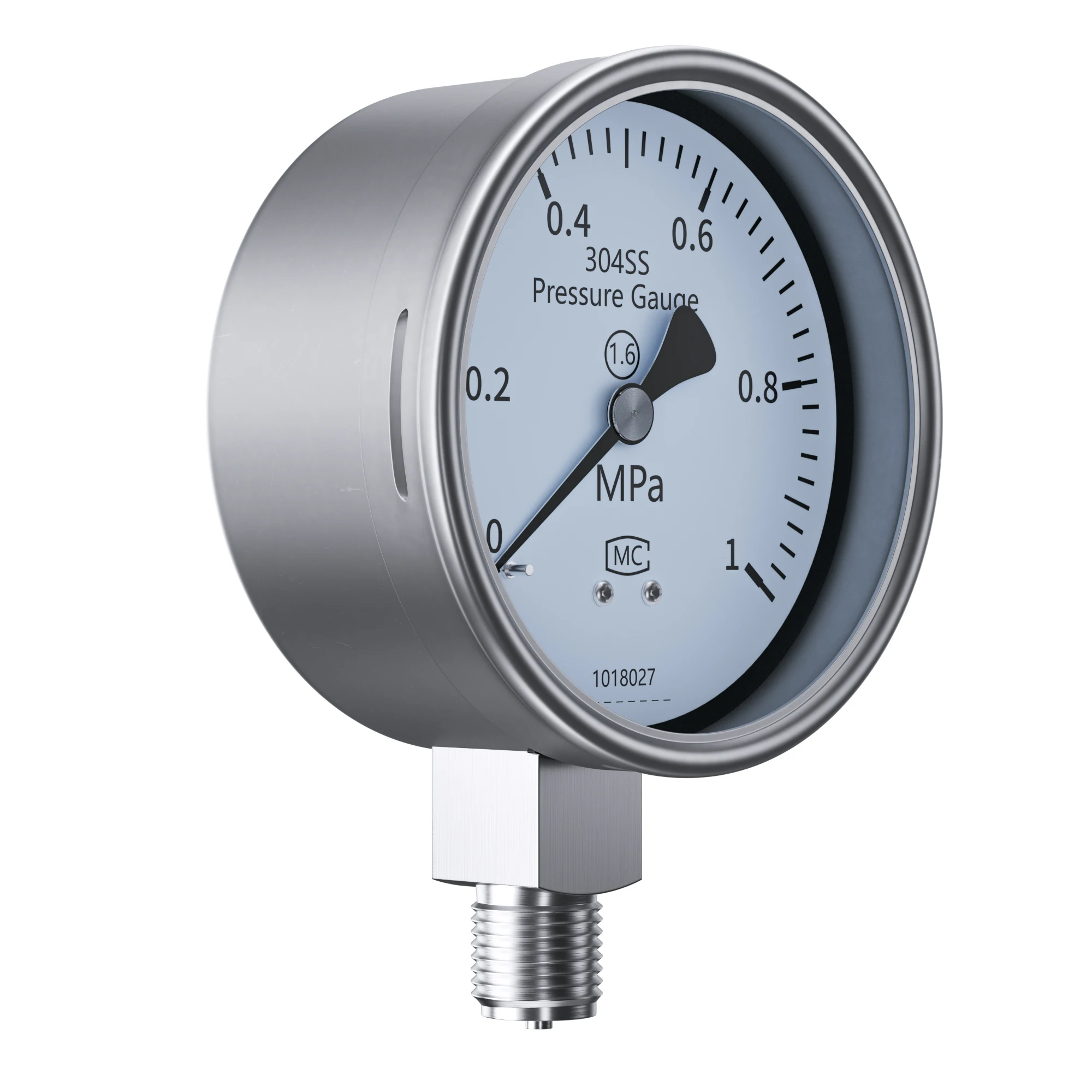 

304SS Pointer Pressure Meter 60mm/100m Mechanical Pressure Gauges 0-1.6Mpa 0-2.5Mpa M14*1.5/M20*1.5 Water Oil Pressure Gauges