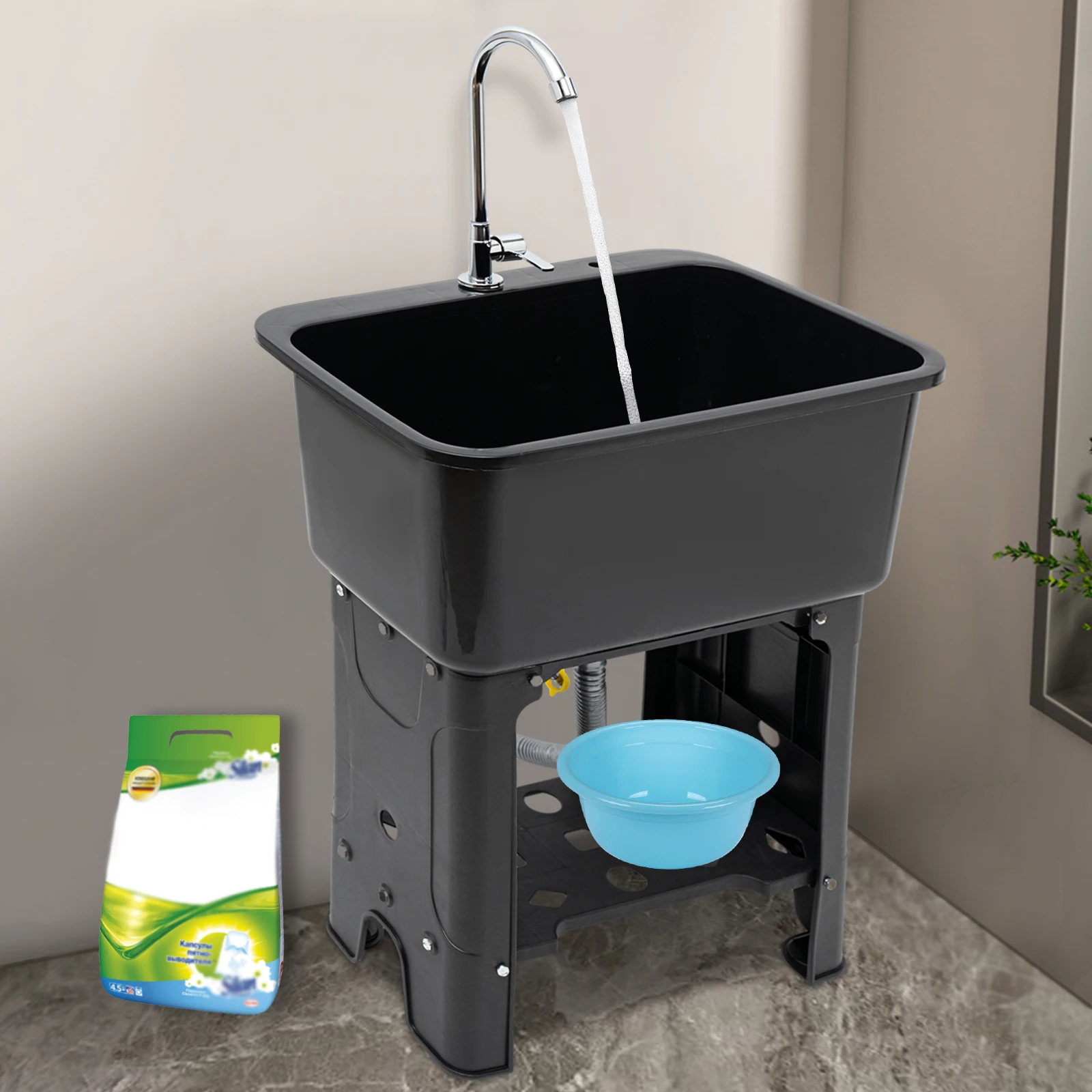 Utility Sink Laundry Tub Plastic Freestanding Washing Room Basement Garage Utility Sink Utility Sink Laundry Faucet Washboard