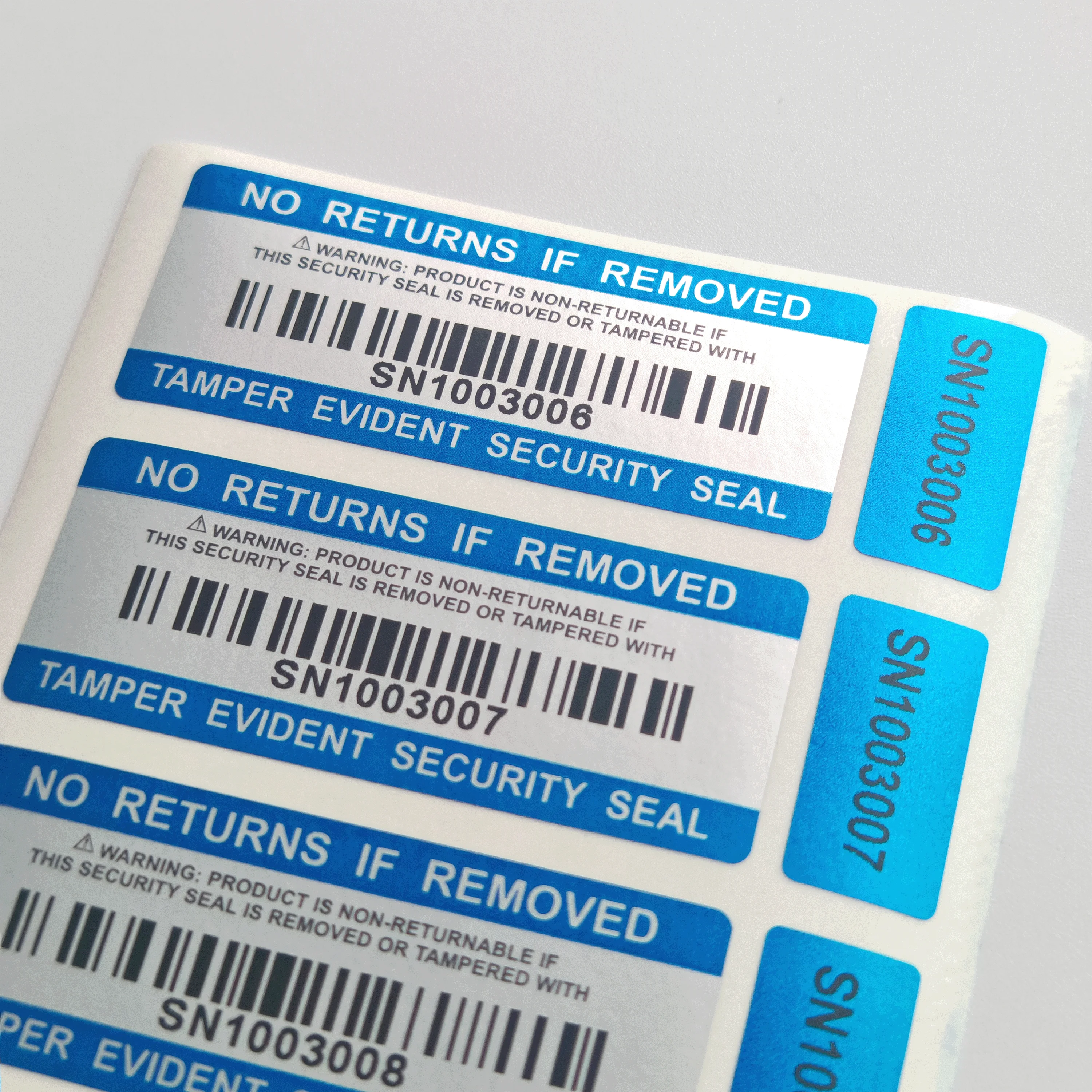 Manipulationssichere VOID-Sicherheitssiegel, matt-silberne PET-Barcode-Aufkleber, Garantieetiketten mit doppelter Seriennummer und Manipulationsschutz (5 x 2 cm)