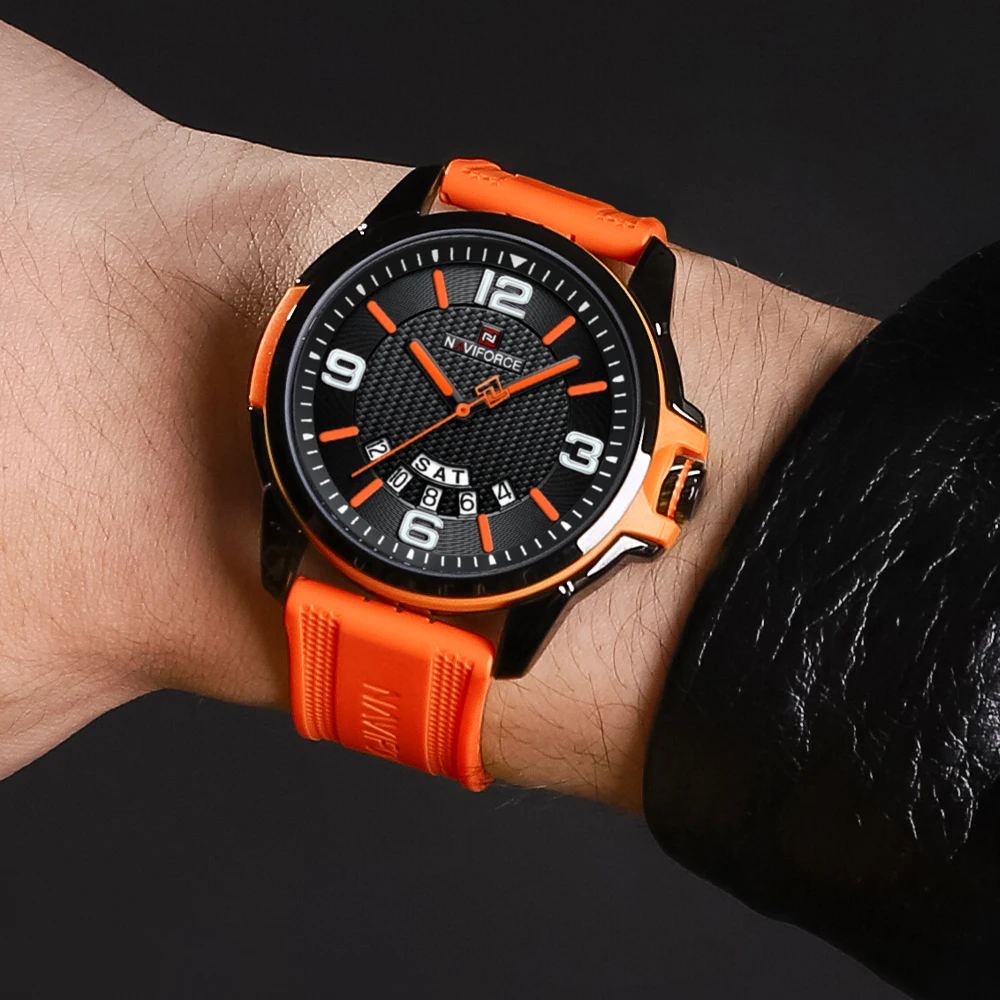 NAVIFORCE Luxury Watch Men Military Waterproof Male Clock Luminous Date Quartz Men Watch Silicone Strap