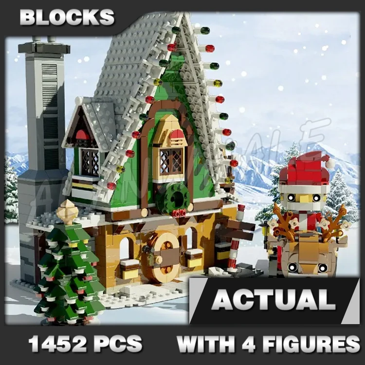 

1452pcs Creative Expert Winter Village Elf Club House Santa Sleigh Tree 90012 Building Blocks Sets Compatible With Model