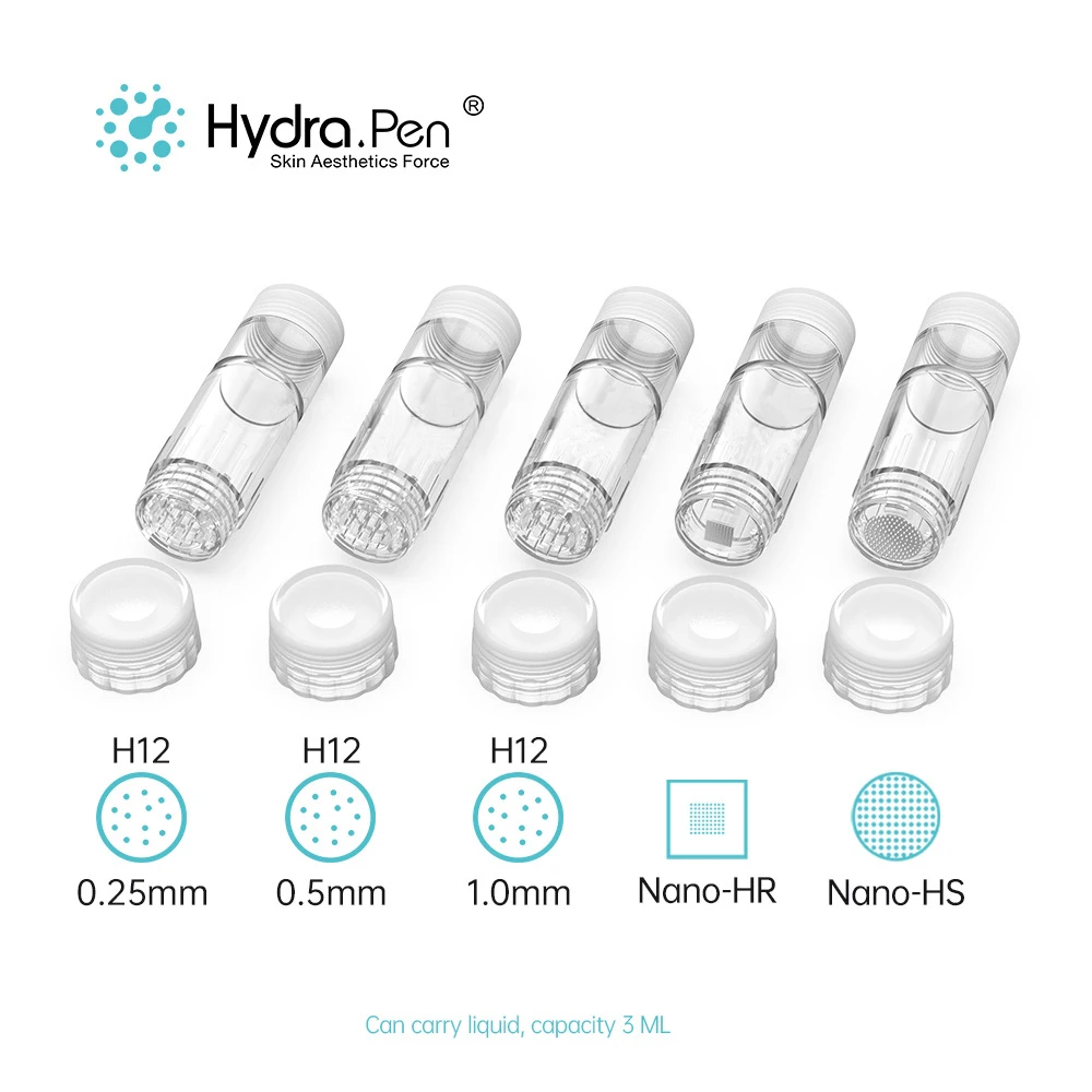 Hydra Pen-cartucho de aguja H2, accesorio para cuidado de la piel Facial, redondo, Nano, de silicona, 12 unidades