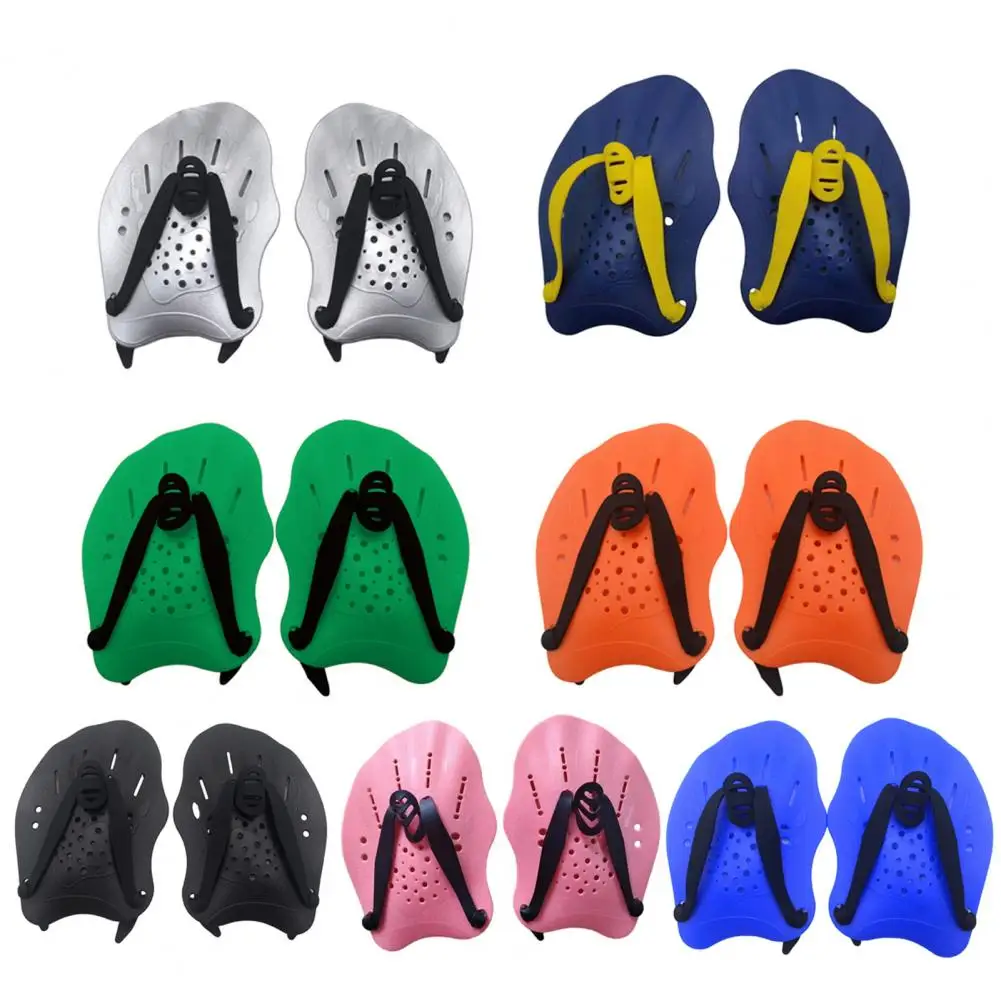 1 Pair Swim Training Hand Paddles with Adjustable Straps PC Hand Webbed Gloves Pad Fins Flippers for Children Adult