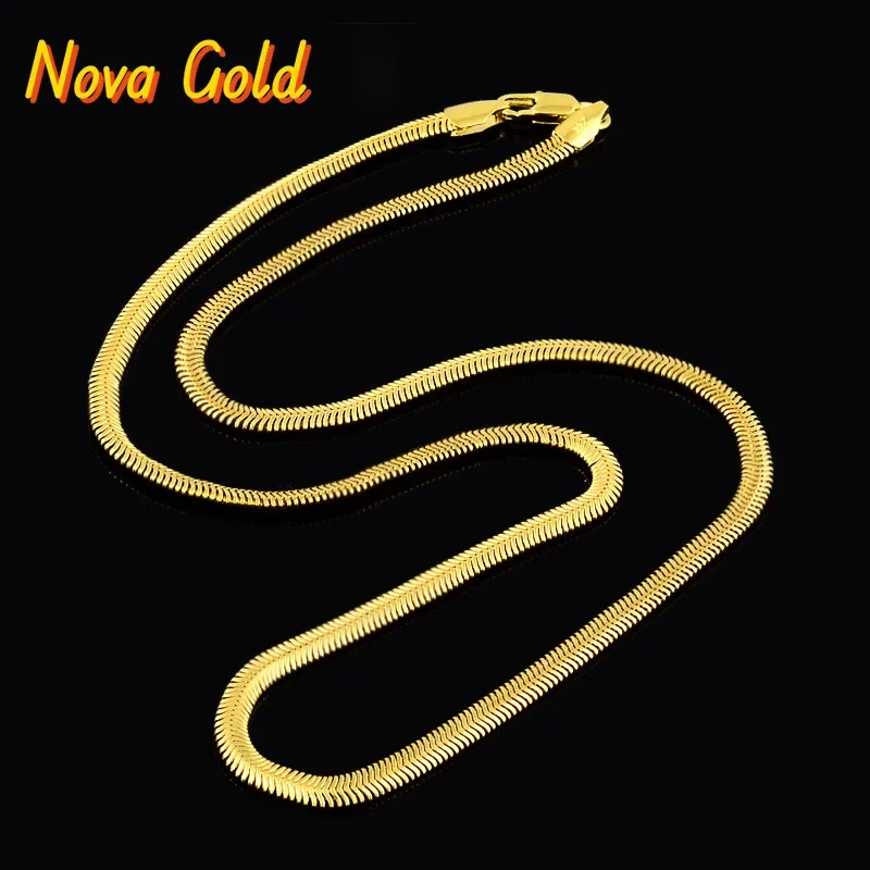 

Золотое колье-змейка NovaGlod для мужчин и женщин, 24K, AU999 — тонкие детали в виде змеи, прочная цепочка, подлинное качество AU999