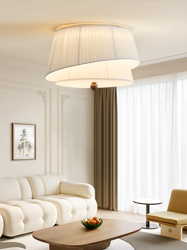 Cream Style Japanese Style Skirt Ceiling Light French Retro Master Bedroom Minimalist Living Room Fabric Light Room Light
