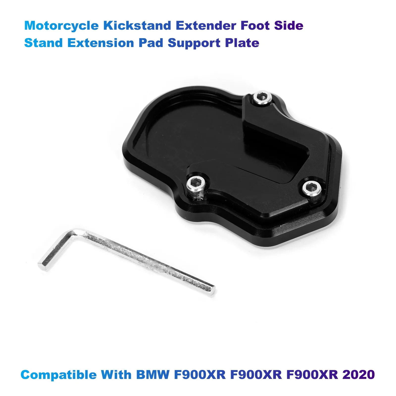 Motorcycle Kickstand Extender Foot Side Stand Extension Pad Support Plate Compatible With BMW F900XR F900XR F900XR 2020 (Black)