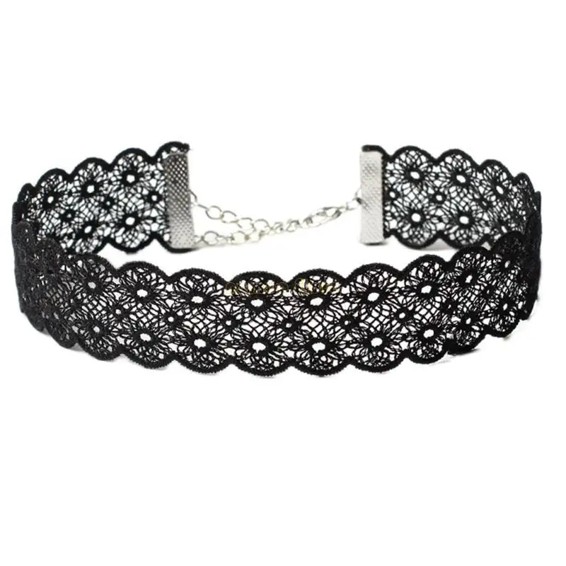 31bf goth pizzo girocollo gotico gamba nera nera loop sexy gamba gamba giarrettiera anelli larghi collare girocollo