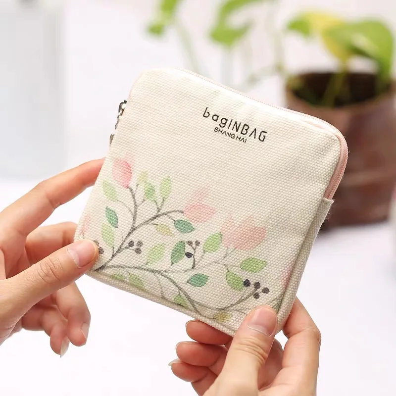 Mini Portable Women Girls Sanitary Pad Pouch Cable Organiser Bag Tampon Case Cute Makeup Bag Coin Purse Napkin Storage Bag