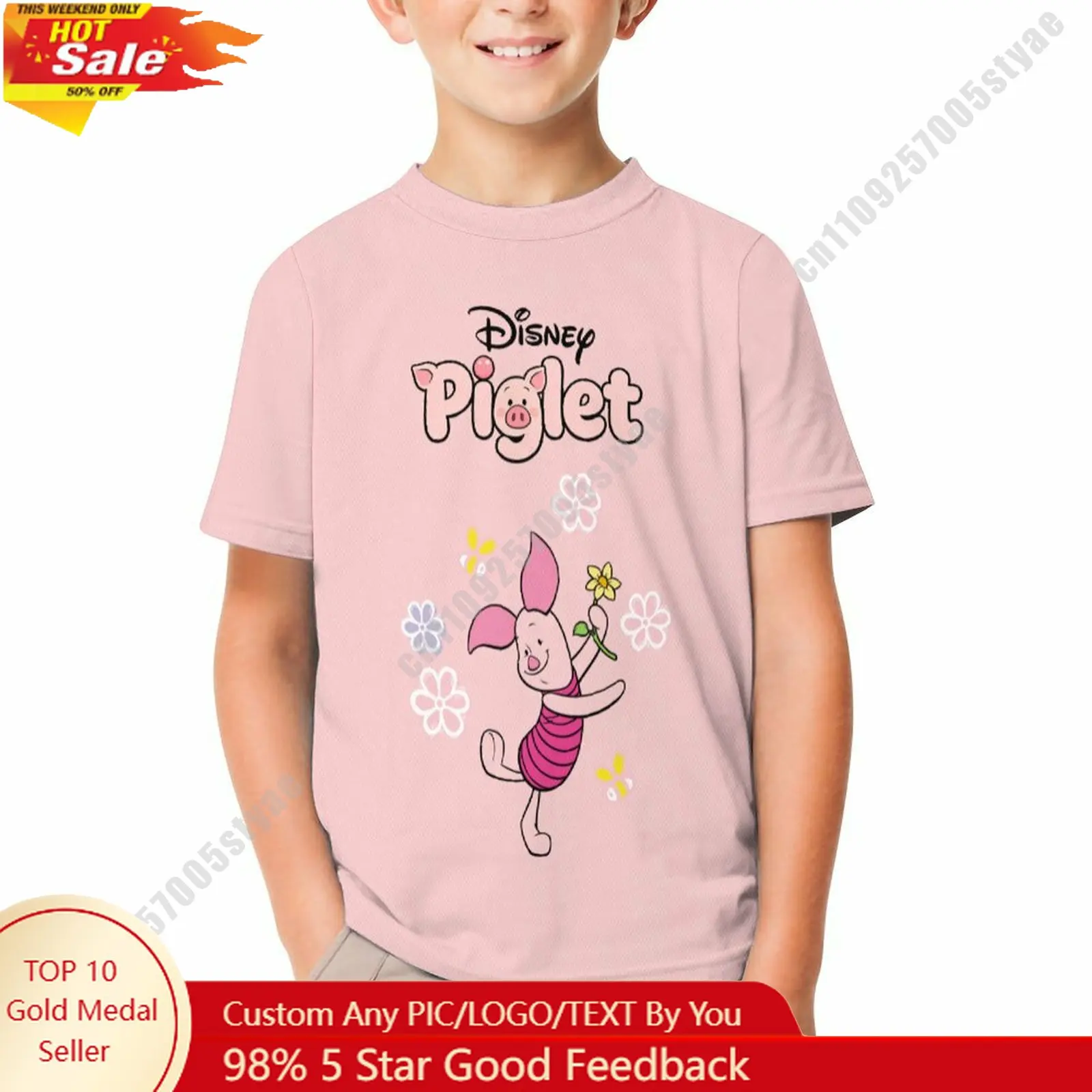 

Piglet T Shirt Disney Boy Girl Custom Short Sleeve Top Breathable Soft Casual Cotton Print Summer Crew Neck Children Tee