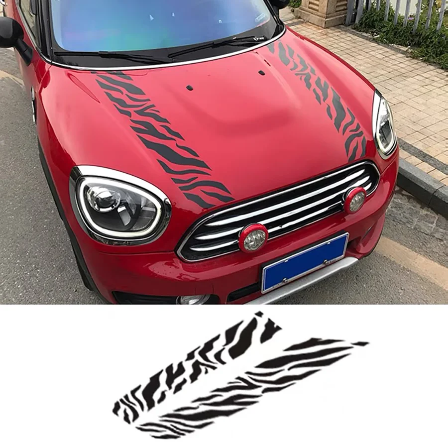 Wooeight 블랙/화이트 비닐 자동차 엔진 후드 보닛 줄무늬 후면 후드 스티커 데칼 커버, 미니 컨트리맨 F60 액세서리