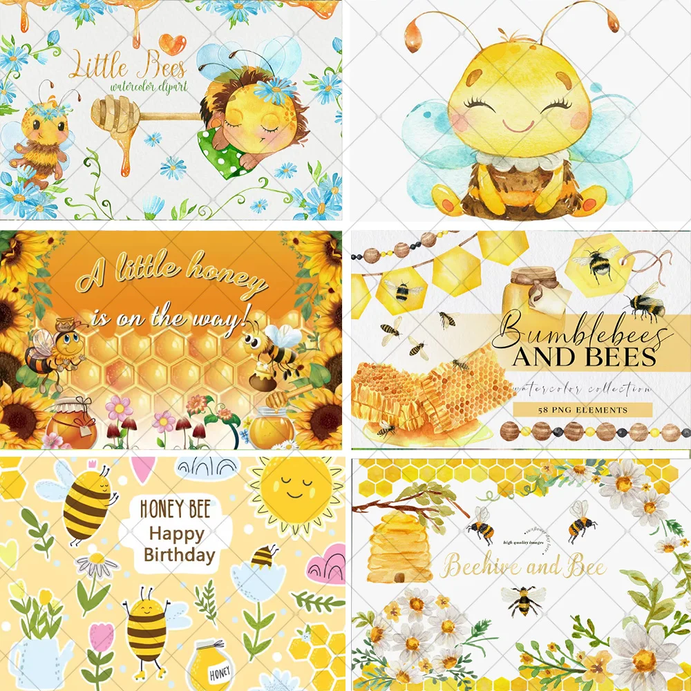 

Cute Little Bee Kids Birthday Party Decoration Background Baby Shower Supplies Banner Sunflowers Sweet Newborn Photo Shoot Props