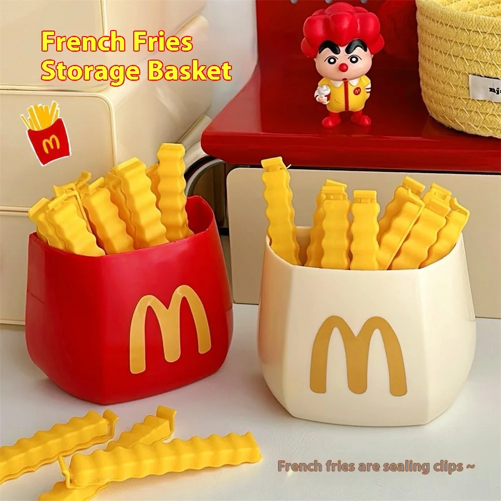 

Creative French Fries Sealing Clip Magnetic Refrigerator Sticker Storage Box Food Snacks Moisture Multi-function Pen Holder