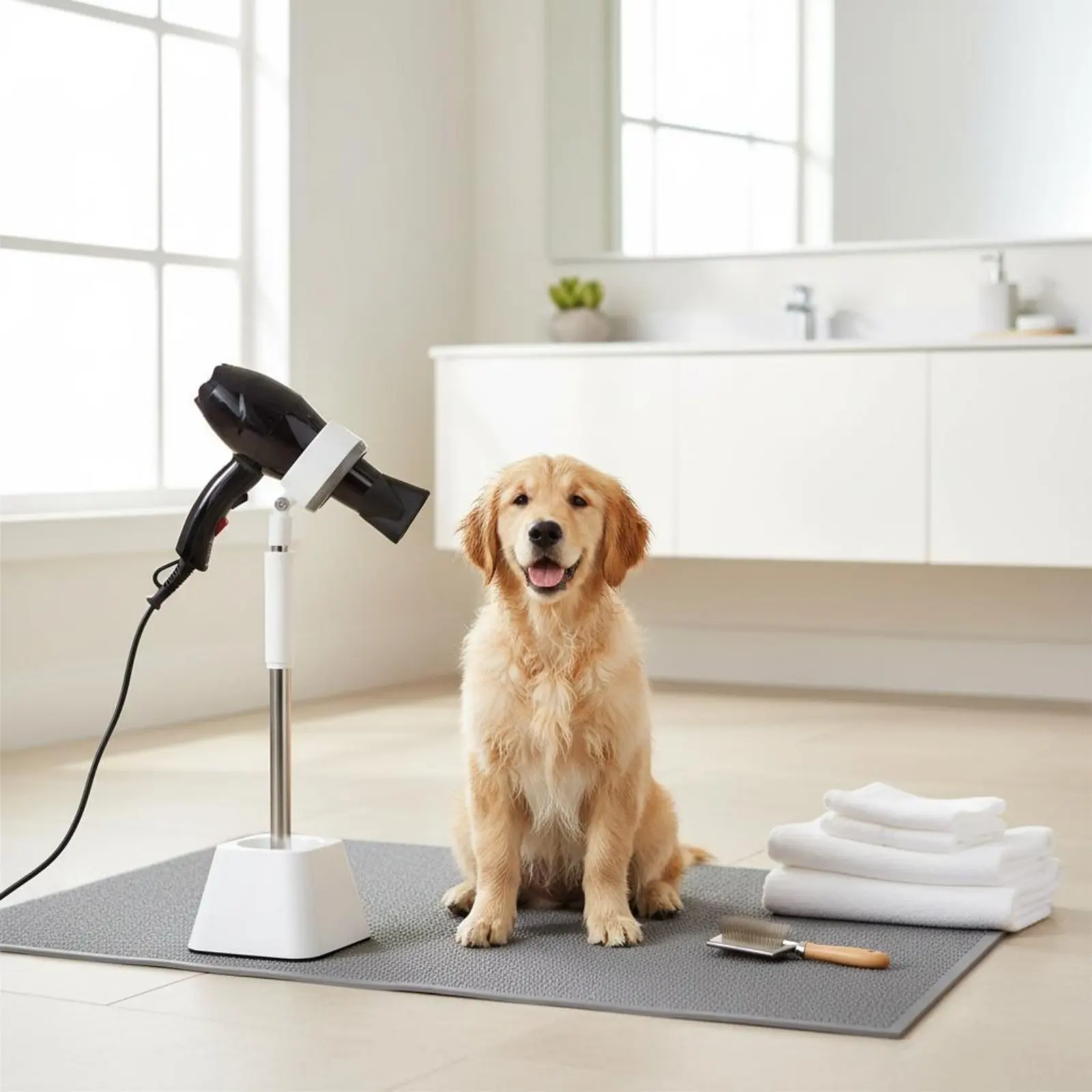 Dog Grooming Dryer Holder Stable Base Adjustable Pet Dryer Stand Wide Compatibility Soft Silicone Grip for Home Groomers view 2