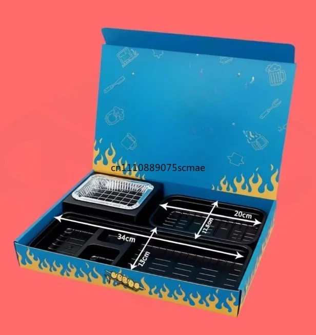 Biodegradable recycled paper bbq box portable environmental-friendly disposable outdoor bbq suit