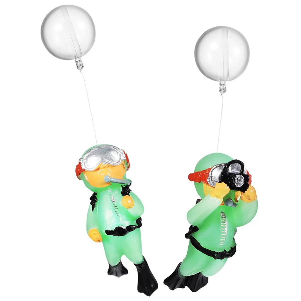 

2Pcs Glow in The Dark Diver Decorations Floating Aquarium Fish Tank Decor Artificial Aquarium Ornament Night Light