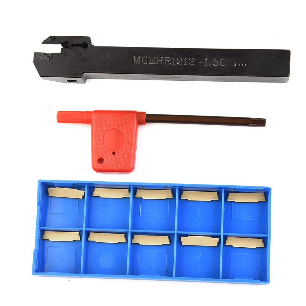 

MGEHR1212-1.5 Grooving Cutter Holder & 10pcs MGMN150-G Carbide Grooving Inserts & Wrench For Metal Cutting Machine Tools